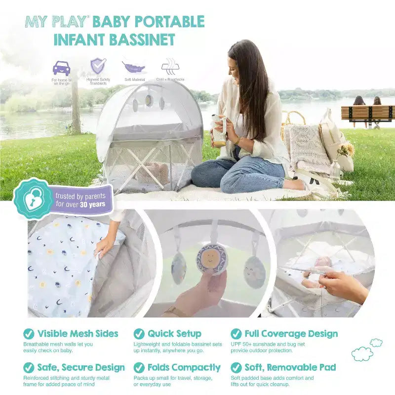 Centro attività portatile per neonati: telaio in metallo, capacità 6,8 kg, pieghevole per trasporto e conservazione