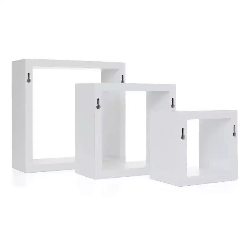 Nexxt Set di 3 Mensole a Muro Fluttuanti Cubbi Bianche: Cubi da Parete in Legno Composito, Nessun Montaggio Richiesto