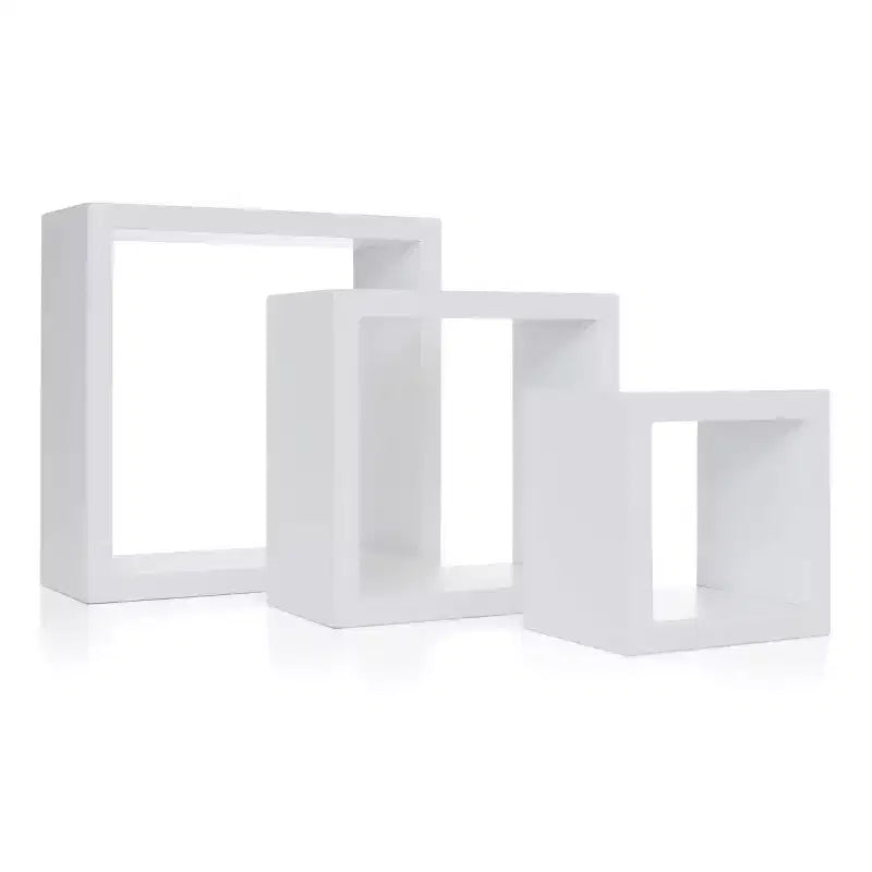 Nexxt Set di 3 Mensole a Muro Fluttuanti Cubbi Bianche: Cubi da Parete in Legno Composito, Nessun Montaggio Richiesto