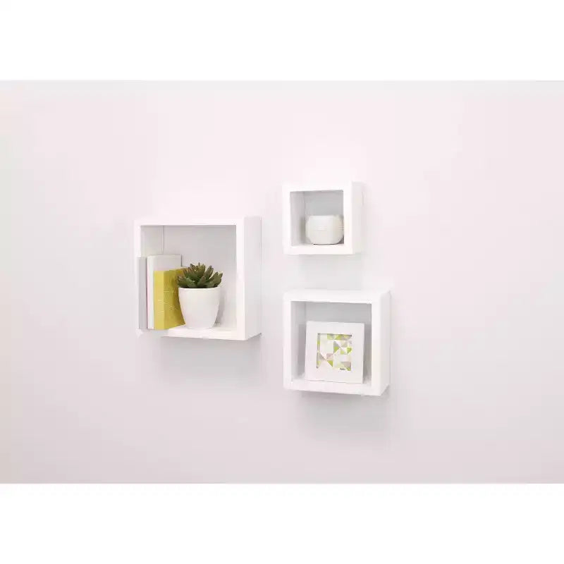 Nexxt Set di 3 Mensole a Muro Fluttuanti Cubbi Bianche: Cubi da Parete in Legno Composito, Nessun Montaggio Richiesto