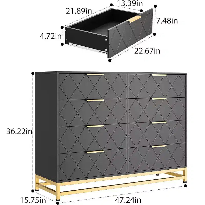 Cassettiera a 8 cassetti con organizer per soggiorno, camera da letto, corridoio