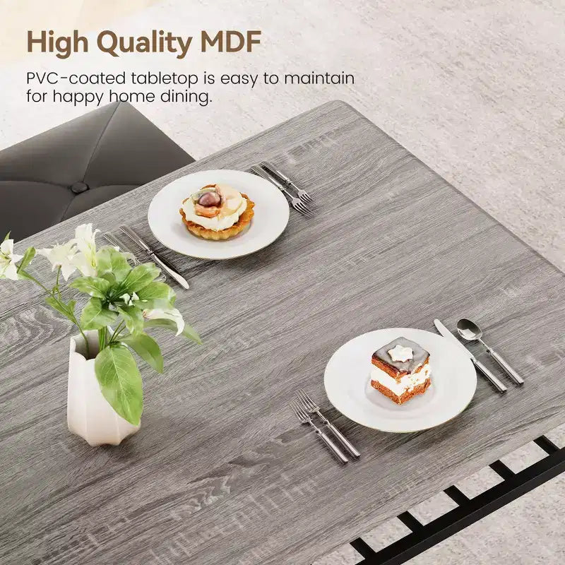 Set da Pranzo per 4 con Piano in MDF e Struttura in Metallo, Tavolo da Cucina con Panca Imbottita e Sgabelli Quadrati, Set da Pranzo Compatto con Contenitore.