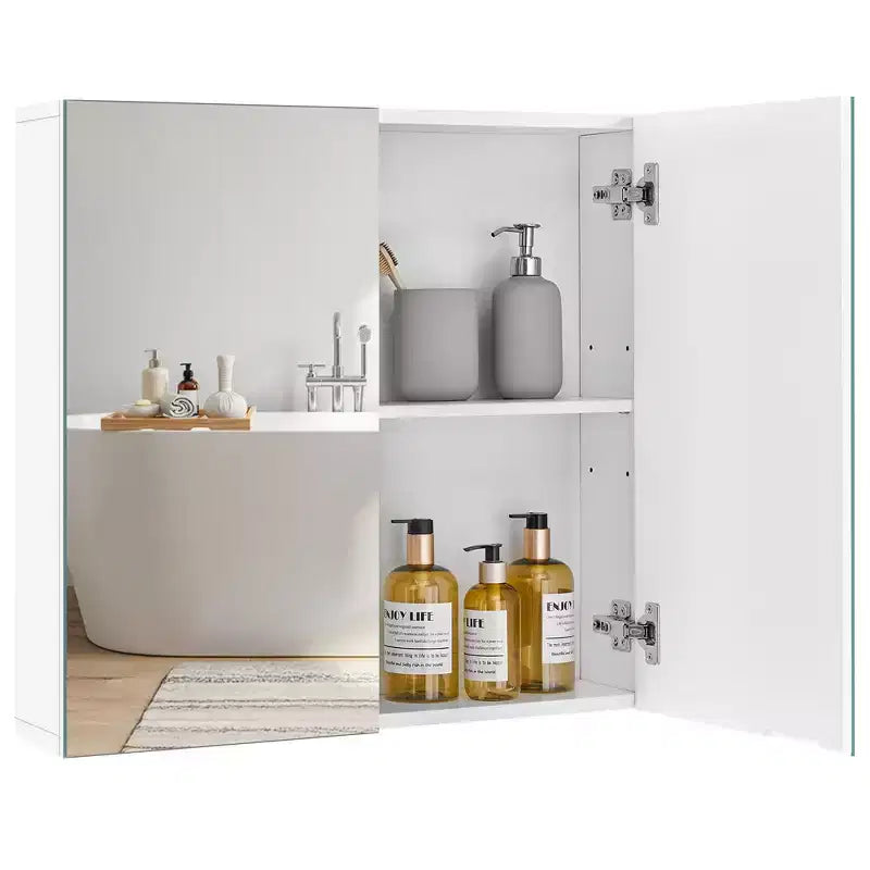 Yaheetech Frameless Mirror Cabinet with Two Frameless Mirrored Doors and Adjustable Shelf