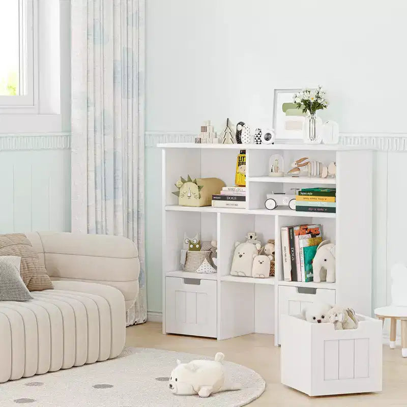 Mobile Contenitore Porta Giocattoli con Cassetti, Scaffale Giocattoli per Bambini Libreria Scaffale da Terra, Grande Libreria Aperta per Sala Giochi, Camera da Letto, Asilo Nido