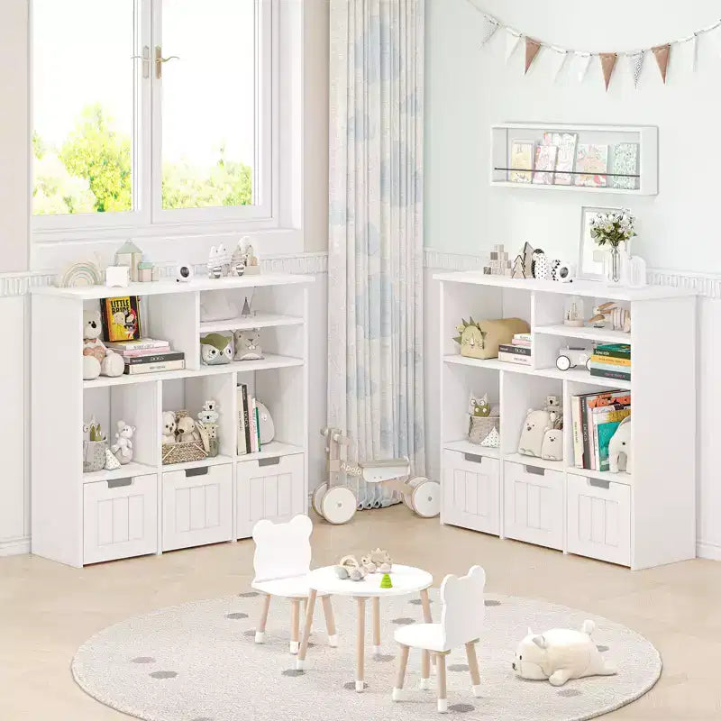 Mobile Contenitore Porta Giocattoli con Cassetti, Scaffale Giocattoli per Bambini Libreria Scaffale da Terra, Grande Libreria Aperta per Sala Giochi, Camera da Letto, Asilo Nido