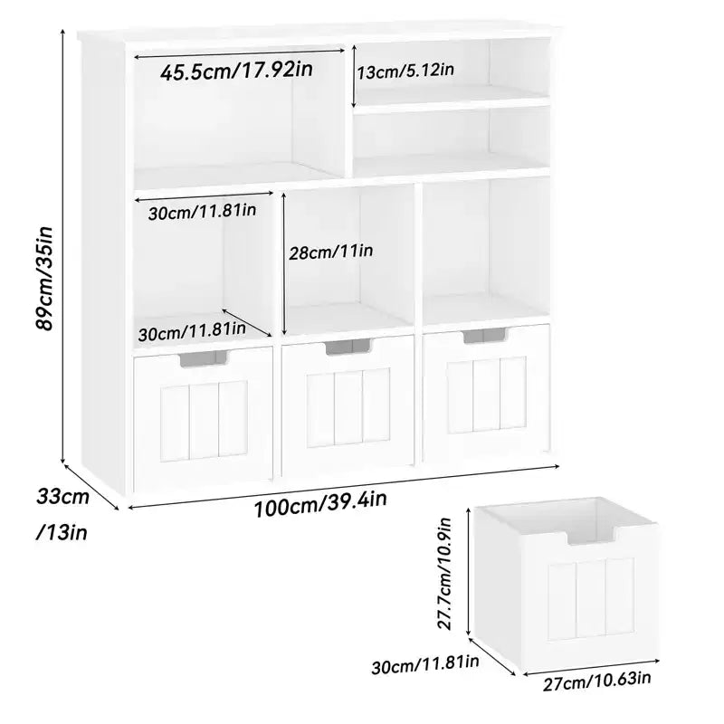 Mobile Contenitore Porta Giocattoli con Cassetti, Scaffale Giocattoli per Bambini Libreria Scaffale da Terra, Grande Libreria Aperta per Sala Giochi, Camera da Letto, Asilo Nido