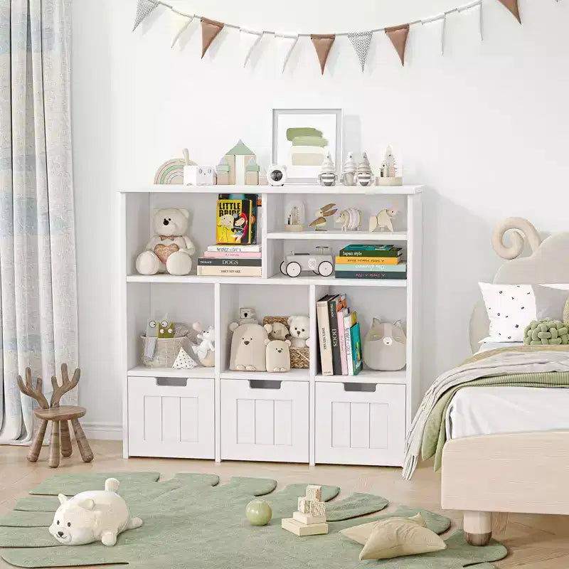 Mobile Contenitore Porta Giocattoli con Cassetti, Scaffale Giocattoli per Bambini Libreria Scaffale da Terra, Grande Libreria Aperta per Sala Giochi, Camera da Letto, Asilo Nido