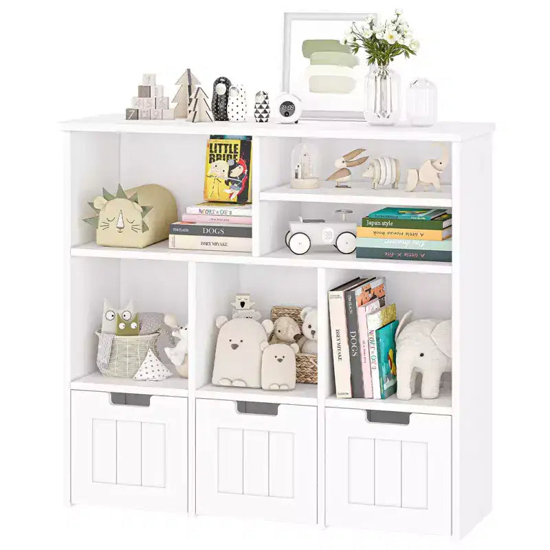 Mobile Contenitore Porta Giocattoli con Cassetti, Scaffale Giocattoli per Bambini Libreria Scaffale da Terra, Grande Libreria Aperta per Sala Giochi, Camera da Letto, Asilo Nido