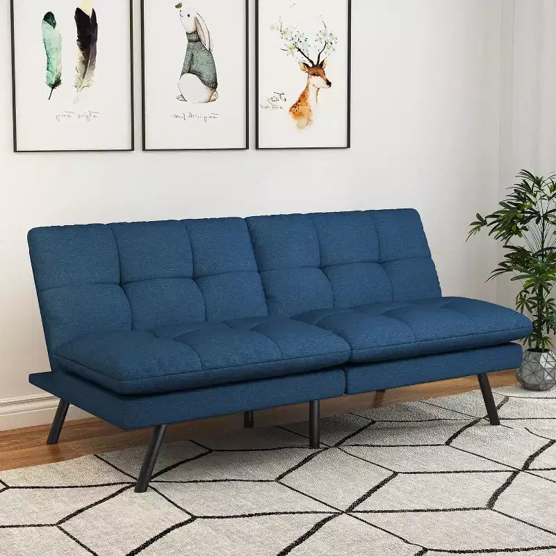 Divano futon da 68" con schienale regolabile e design pieghevole, divano letto convertibile per piccoli spazi, soggiorno, appartamento, ufficio