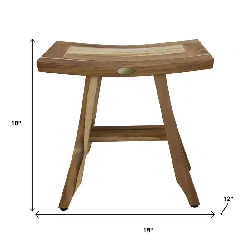 Sgabello da doccia rettangolare in teak naturale da 45,7 cm