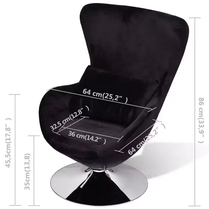 vidaXL Poltrona imbottita girevole da club per soggiorno, camera da letto - Nera