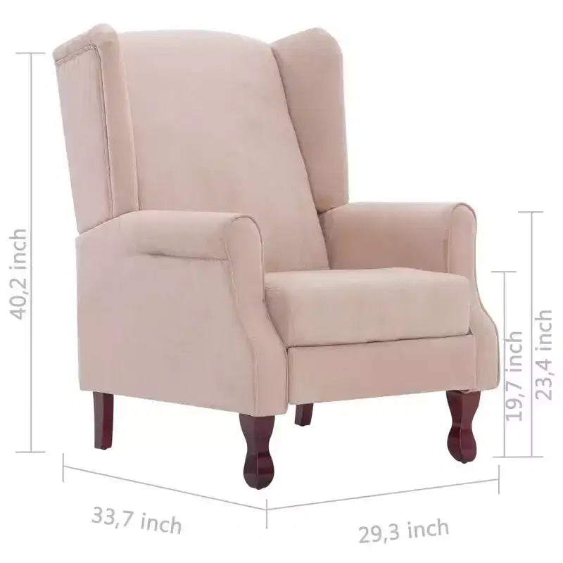 VidaXL Poltrona Reclinabile in Tessuto Crema - Comoda Poltrona Reclinabile Regolabile con Morbida Imbottitura in Spugna e Robuste Gambe in Legno per Soggiorno - Bianco