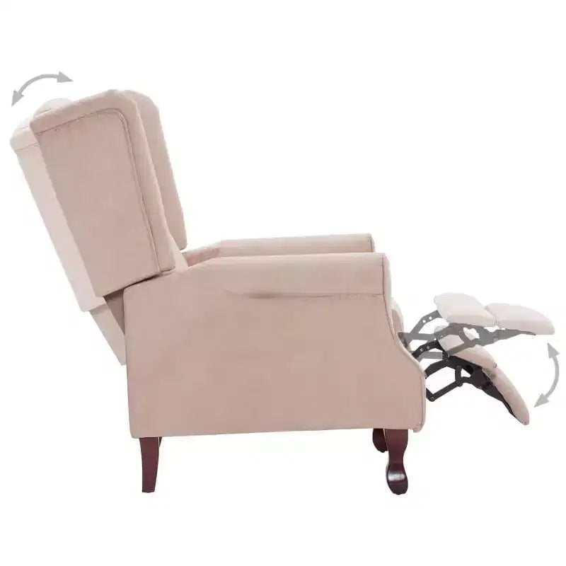 VidaXL Poltrona Reclinabile in Tessuto Crema - Comoda Poltrona Reclinabile Regolabile con Morbida Imbottitura in Spugna e Robuste Gambe in Legno per Soggiorno - Bianco