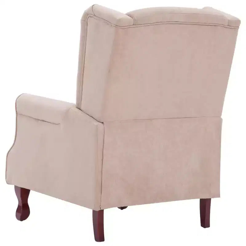 VidaXL Poltrona Reclinabile in Tessuto Crema - Comoda Poltrona Reclinabile Regolabile con Morbida Imbottitura in Spugna e Robuste Gambe in Legno per Soggiorno - Bianco