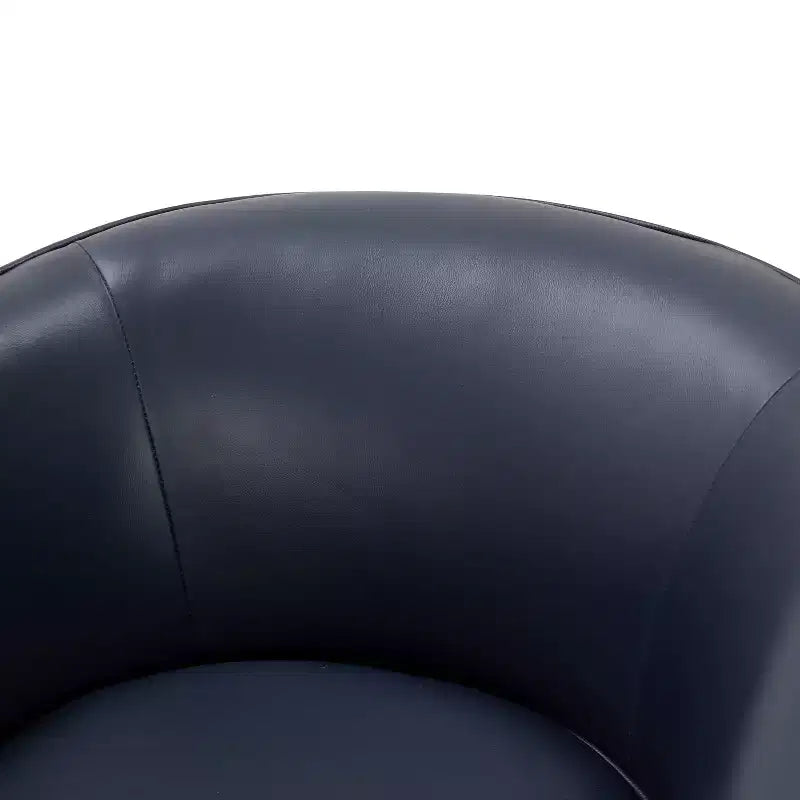 Poltrona girevole a 360° Okak in pelle pieno fiore con morbido cuscino, poltrona a barilotto con base in legno per soggiorno, ufficio, camera da letto