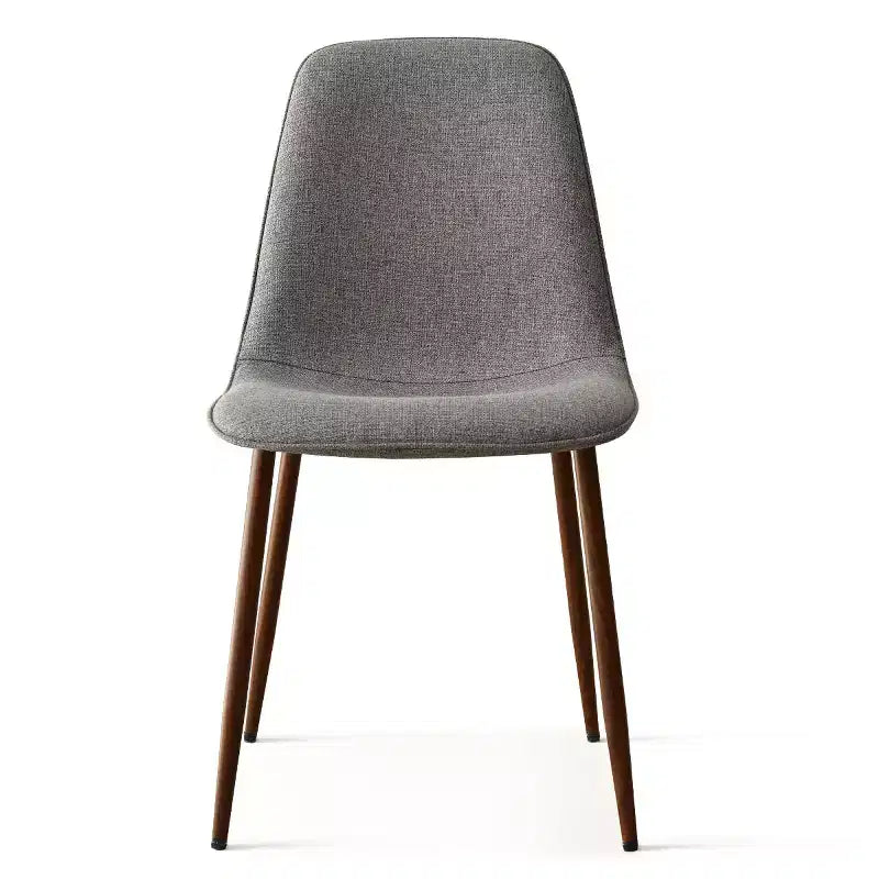 Sedie moderne da pranzo imbottite, sedie accentate senza braccioli in tessuto con schienale curvo e gambe in metallo color noce per sala da pranzo
