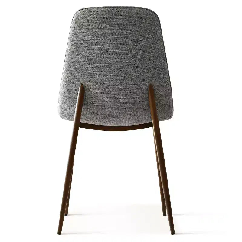Sedie moderne da pranzo imbottite, sedie accentate senza braccioli in tessuto con schienale curvo e gambe in metallo color noce per sala da pranzo