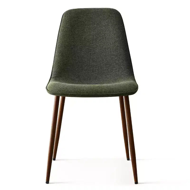 Sedie moderne da pranzo imbottite, sedie accentate senza braccioli in tessuto con schienale curvo e gambe in metallo color noce per sala da pranzo