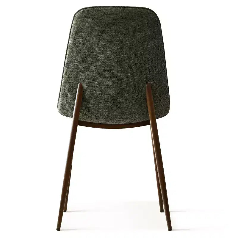 Sedie moderne da pranzo imbottite, sedie accentate senza braccioli in tessuto con schienale curvo e gambe in metallo color noce per sala da pranzo