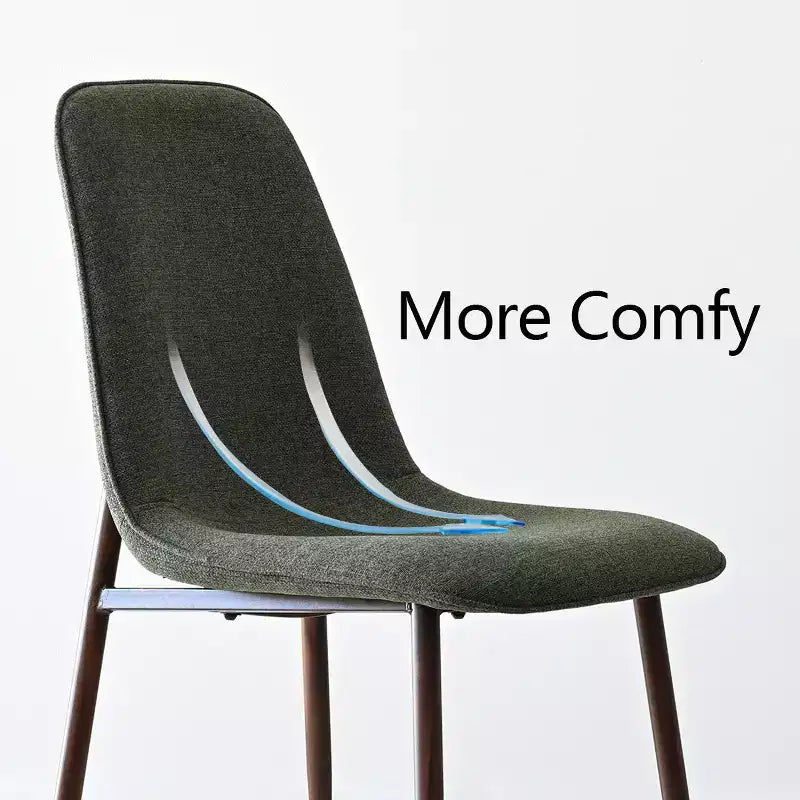 Sedie moderne da pranzo imbottite, sedie accentate senza braccioli in tessuto con schienale curvo e gambe in metallo color noce per sala da pranzo