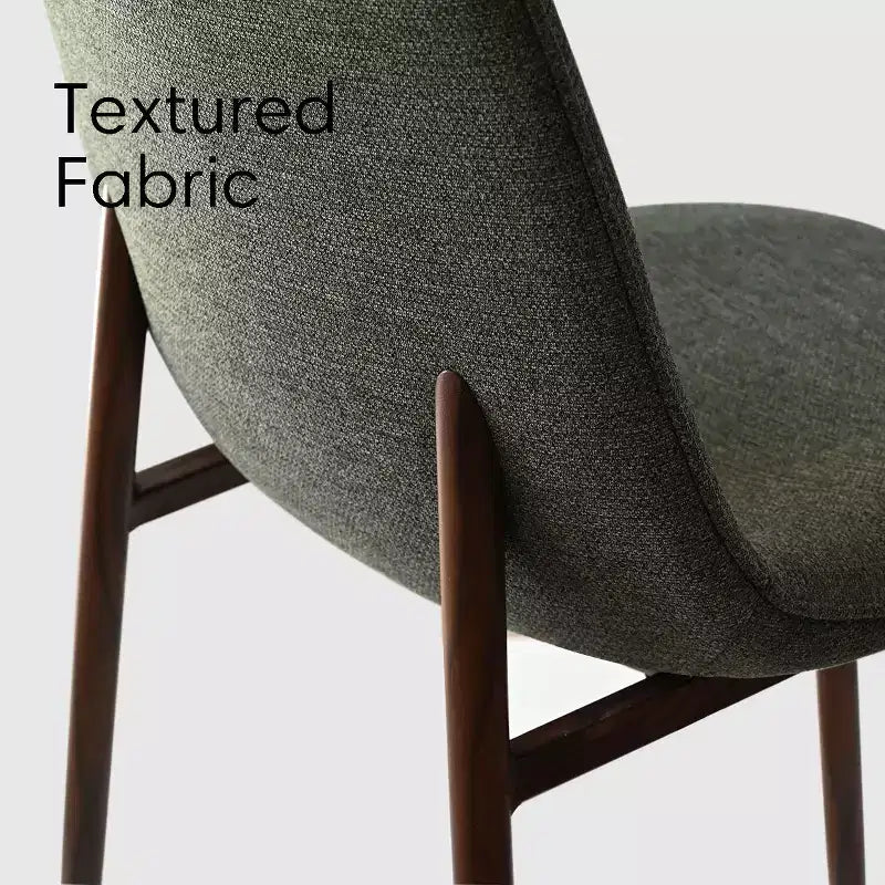 Sedie moderne da pranzo imbottite, sedie accentate senza braccioli in tessuto con schienale curvo e gambe in metallo color noce per sala da pranzo