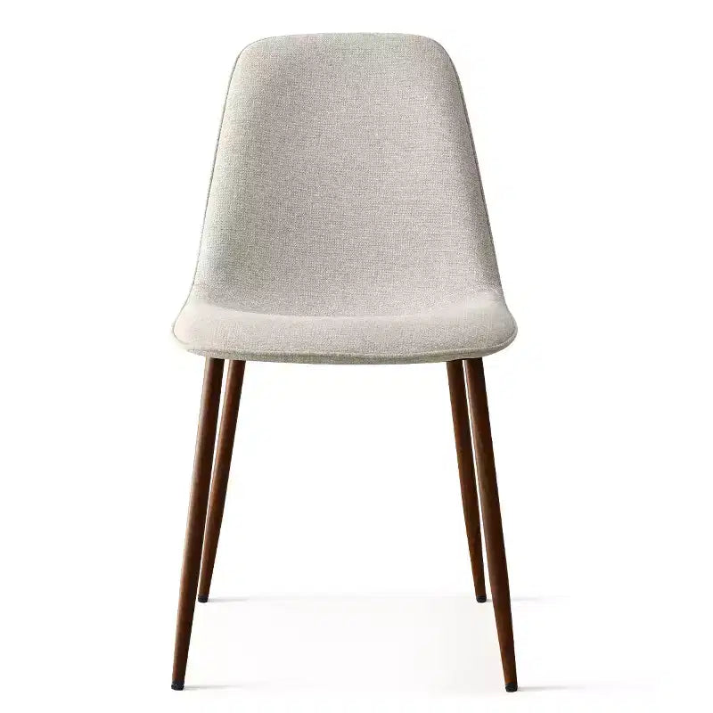 Sedie moderne da pranzo imbottite, sedie accentate senza braccioli in tessuto con schienale curvo e gambe in metallo color noce per sala da pranzo