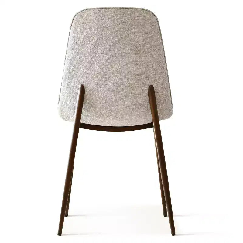 Sedie moderne da pranzo imbottite, sedie accentate senza braccioli in tessuto con schienale curvo e gambe in metallo color noce per sala da pranzo