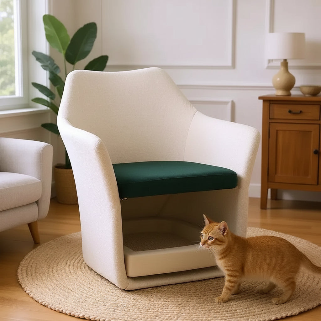 Bestier Accent Chair with Pet Friendly Space, 2 in 1 Modern Lounge Sofa Chair, Upholstered Barrel Chair with Removable Base for Living Room Office