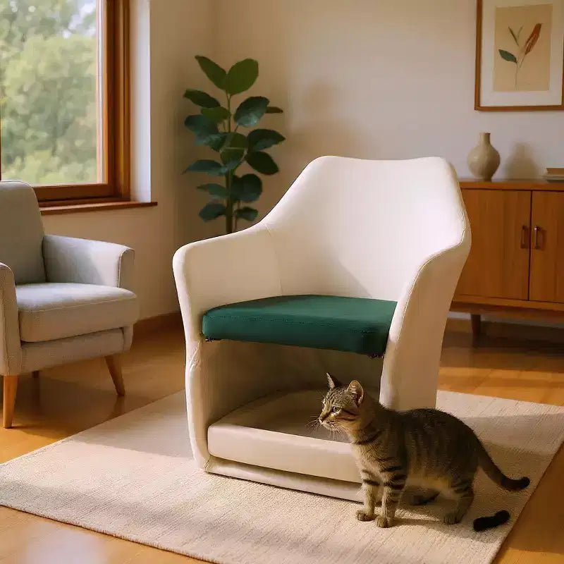 Poltrona d'accento con spazio per animali domestici, poltrona lounge moderna 2 in 1, poltrona a barilotto imbottita con base rimovibile per soggiorno ufficio