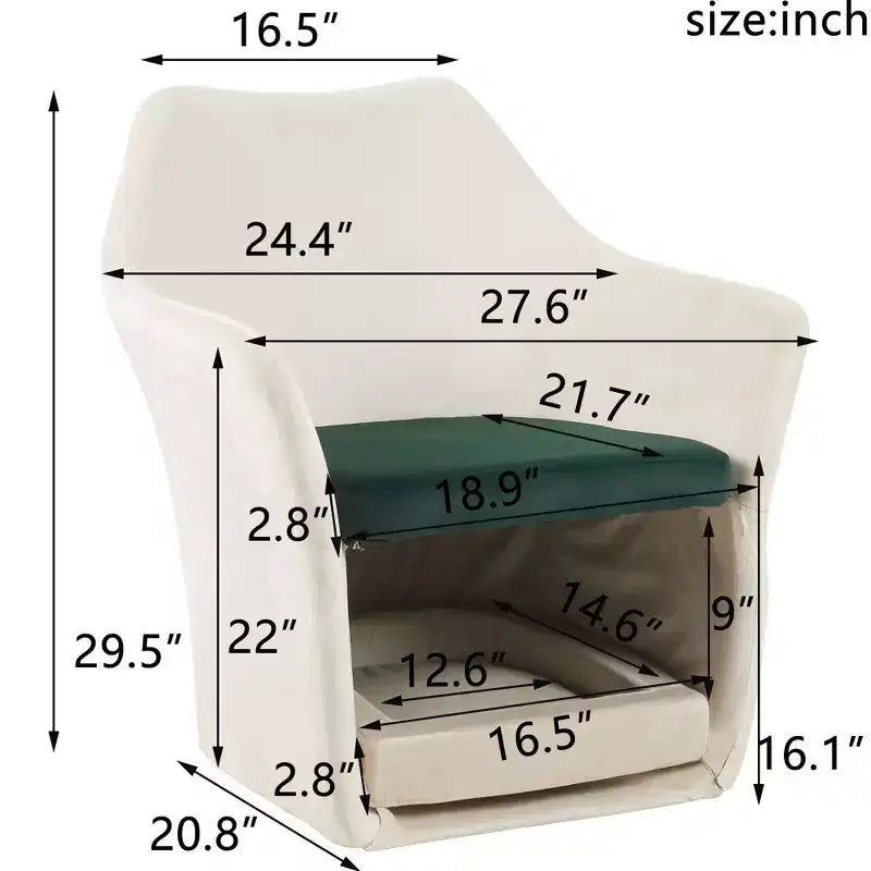 Poltrona d'accento con spazio per animali domestici, poltrona lounge moderna 2 in 1, poltrona a barilotto imbottita con base rimovibile per soggiorno ufficio