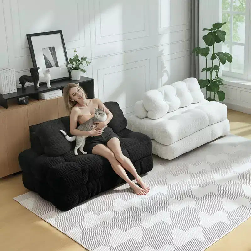 Letto da pavimento pieghevole per gli ospiti, comoda poltrona singola da terra, lettino convertibile portatile con cuscino e supporto per la schiena per soggiorno e camera da letto