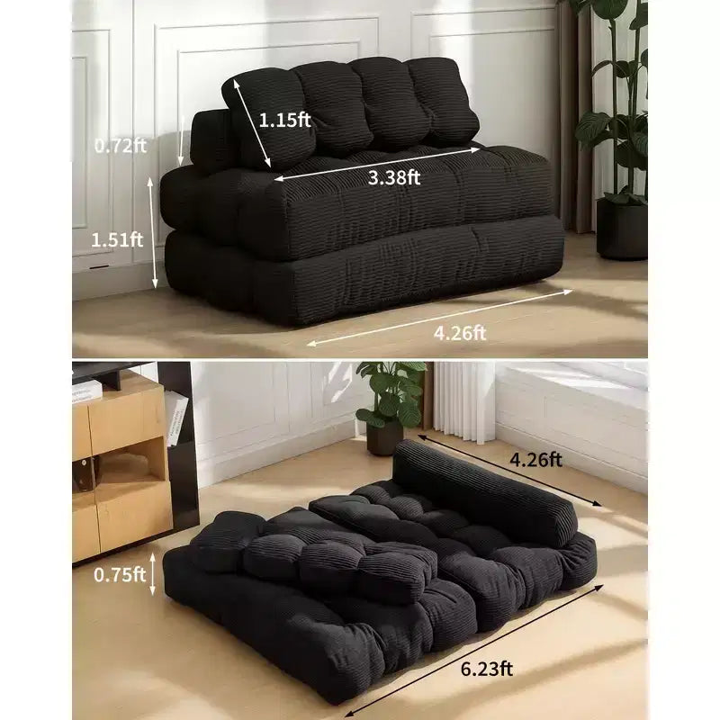 Letto da pavimento pieghevole per gli ospiti, comoda poltrona singola da terra, lettino convertibile portatile con cuscino e supporto per la schiena per soggiorno e camera da letto