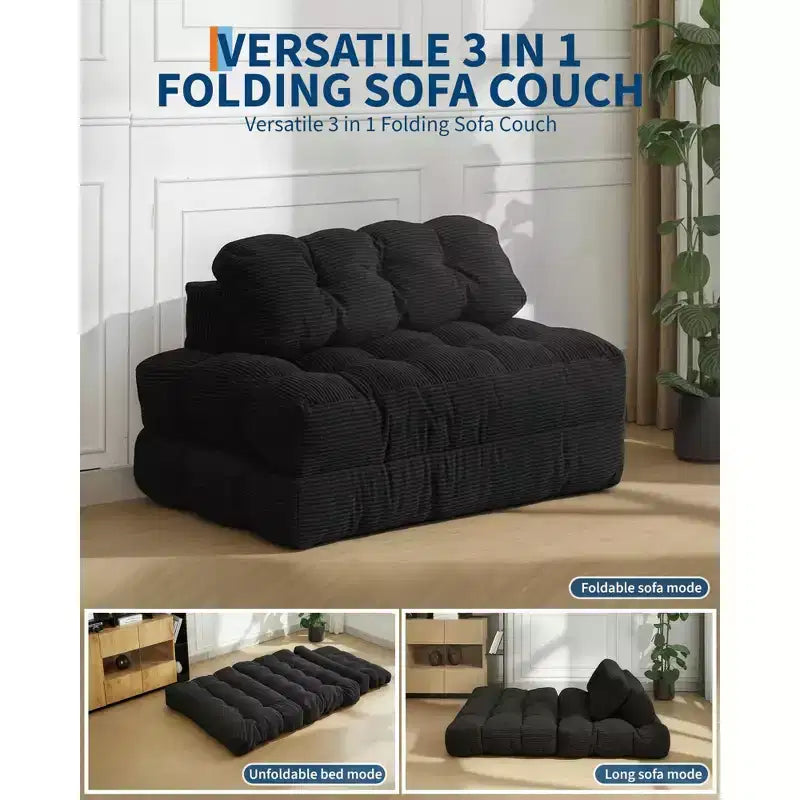 Letto da pavimento pieghevole per gli ospiti, comoda poltrona singola da terra, lettino convertibile portatile con cuscino e supporto per la schiena per soggiorno e camera da letto