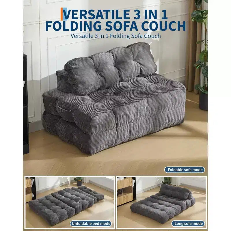 Letto da pavimento pieghevole per gli ospiti, comoda poltrona singola da terra, lettino convertibile portatile con cuscino e supporto per la schiena per soggiorno e camera da letto