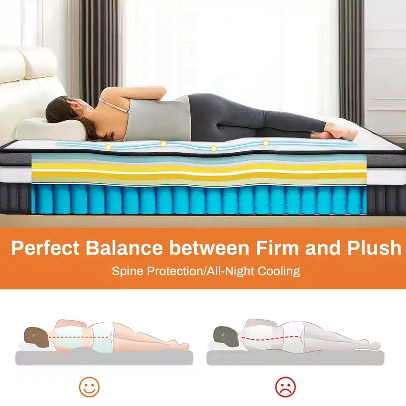 Materasso Queen Size, Materasso King in Memory Foam Gel da 14 Pollici per Notti Fresche e Sollievo dalla Pressione, Sensazione di Morbidezza Media con Isolamento del Movimento