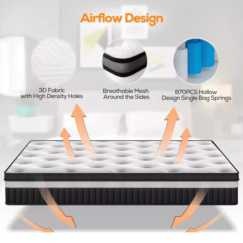 Materasso Queen Size, Materasso King in Memory Foam Gel da 14 Pollici per Notti Fresche e Sollievo dalla Pressione, Sensazione di Morbidezza Media con Isolamento del Movimento