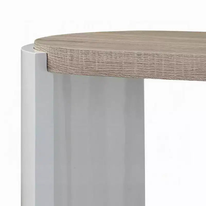 Consolle da Divano, Legno Bianco Lucido, Marrone, Ovale 119 cm