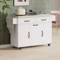 Pexfix Kitchen Island with Trash Can Storage Cabinet Kitchen Cart with Drop Leaf & Spice Rack & Towel Rack and Drawer with Adjustable Shelf White