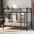 Bellemave Twin Over Twin Metal Bunk Bed, Sturdy Steel Frame, Black Finish, Converts to Two Twin Beds, Heavy-Duty Slats, No Box Spring Needed