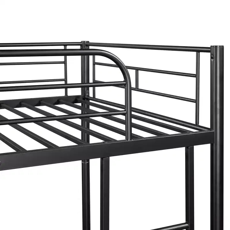 Letto a castello in metallo con due letti singoli, telaio robusto in acciaio, finitura nera, convertibile in due letti singoli, doghe resistenti, nessuna necessità di rete a molle