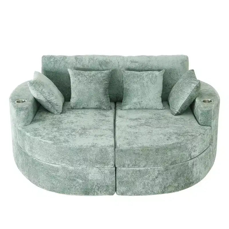 Divano chaise longue oversize con portabicchieri e cuscini