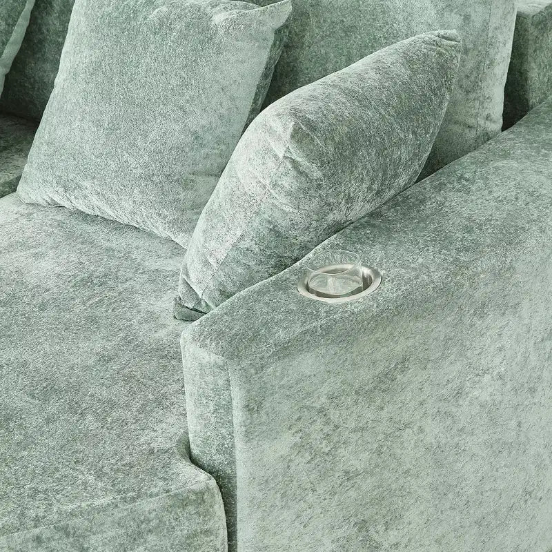 Divano chaise longue oversize con portabicchieri e cuscini