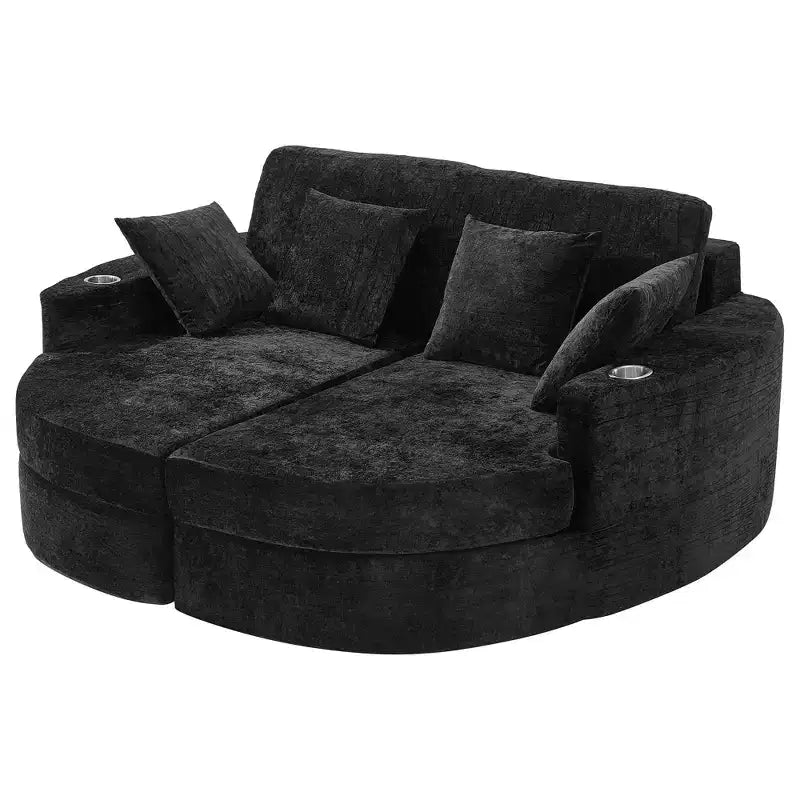 Divano chaise longue oversize con portabicchieri e cuscini