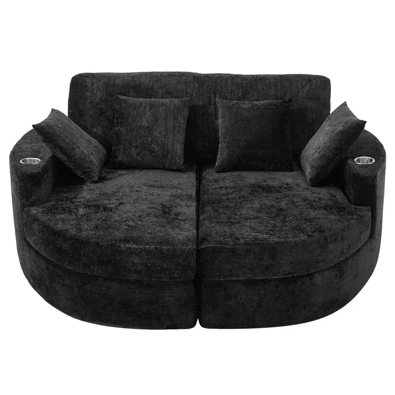 Divano chaise longue oversize con portabicchieri e cuscini