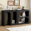 Modular Console Table, Narrow Long Sideboard Table, Foyer Table Entryway Table with Rectangular Exterior and Curved Design for Living Room, Black