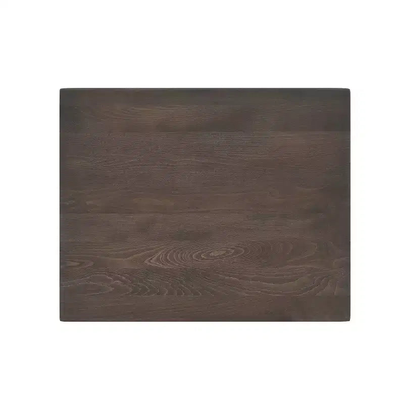 Piano da tavolo commerciale per interni in legno massello rettangolare Bennett con base in ghisa resistente alla ruggine con altezza bancone rotonda da 18"