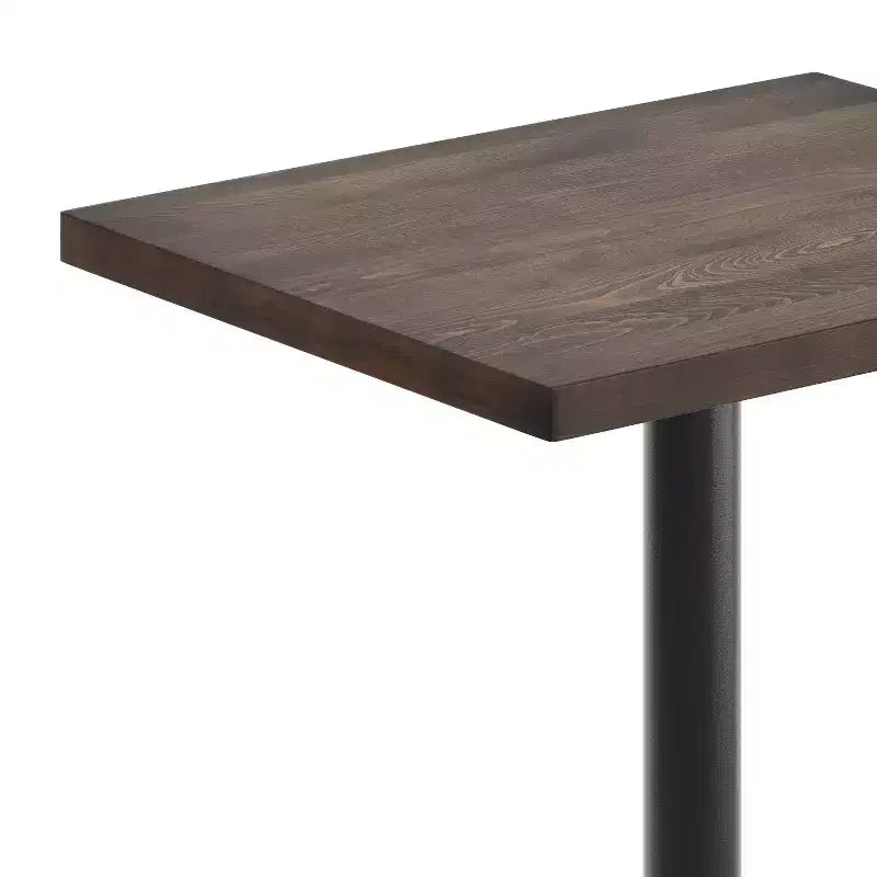 Piano da tavolo commerciale per interni in legno massello rettangolare Bennett con base in ghisa resistente alla ruggine con altezza bancone rotonda da 18"
