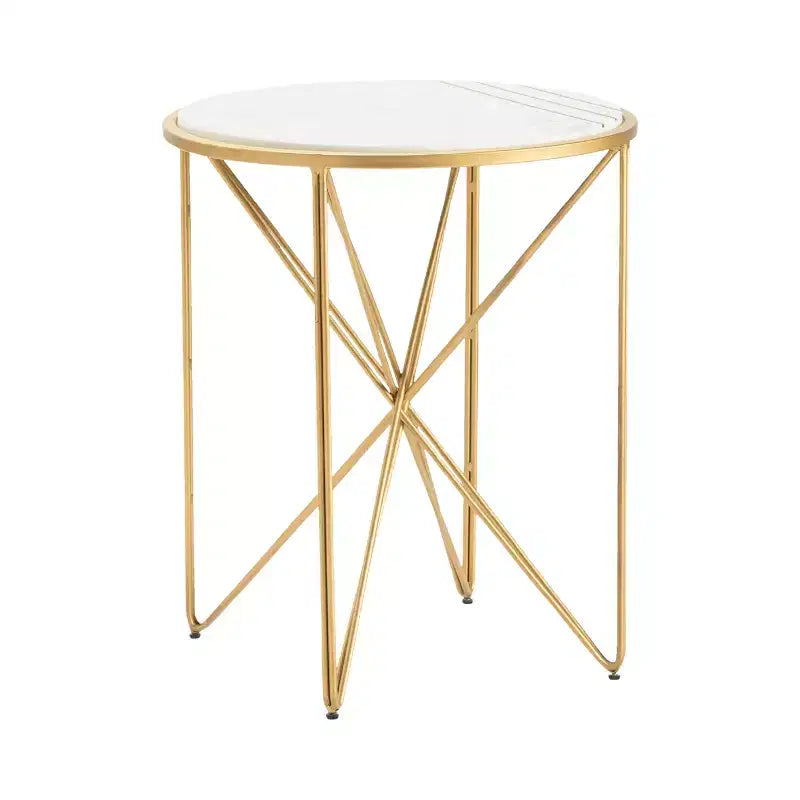 Crestview Collection Round Gold Marble Accent_End Table