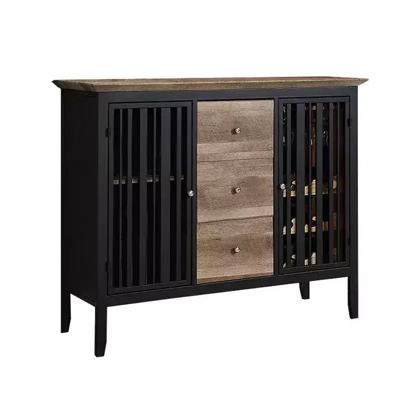 Royal Hampton Credenza a Buffet da 47 Pollici, 3 Cassetti, Rovere Antico Marrone e Nero