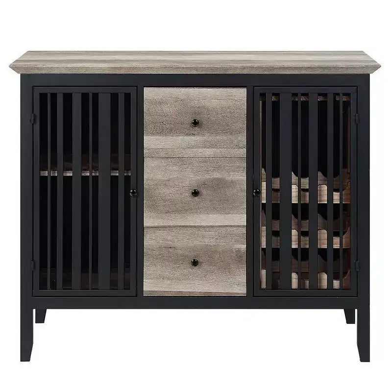 Royal Hampton Credenza a Buffet da 47 Pollici, 3 Cassetti, Rovere Antico Marrone e Nero